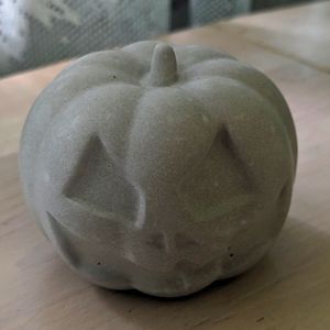 Handmade Cement Pumpkin Jack-o'-lantern